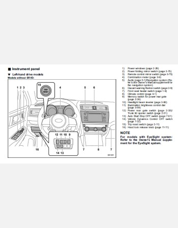 subaru outback 2016 owners manual rhd and lhd